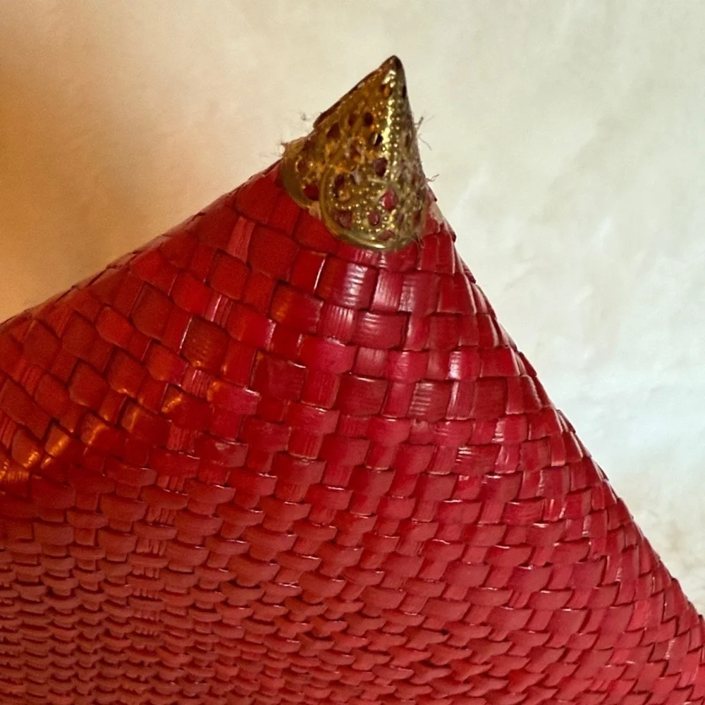 Vibrant Red and Yellow Woven Clutch